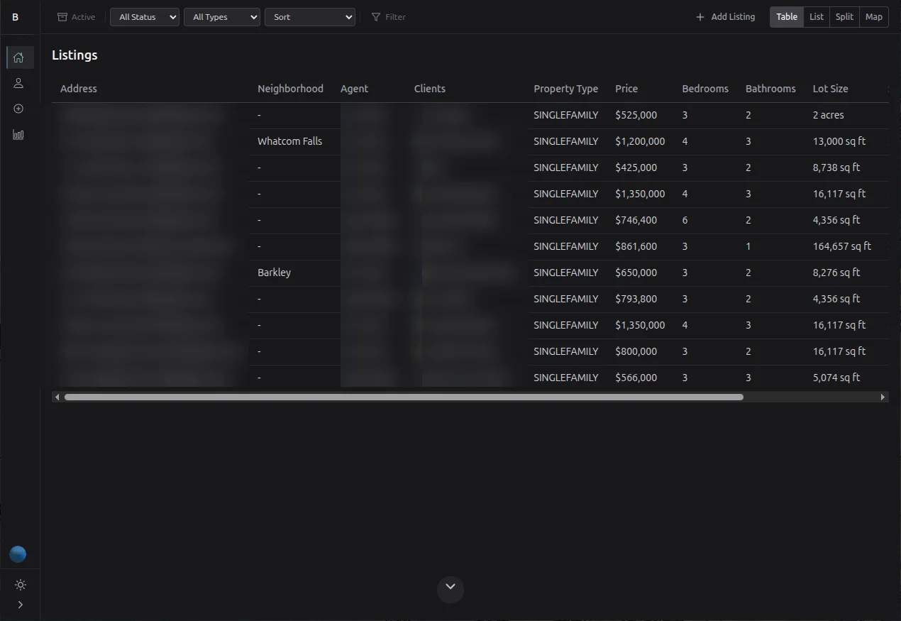 BHRECO MLS — search filtering and geospatial query interface